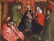 Robert Campin Madonna and Child with saints in a inhagnad tradgard oil painting on canvas
